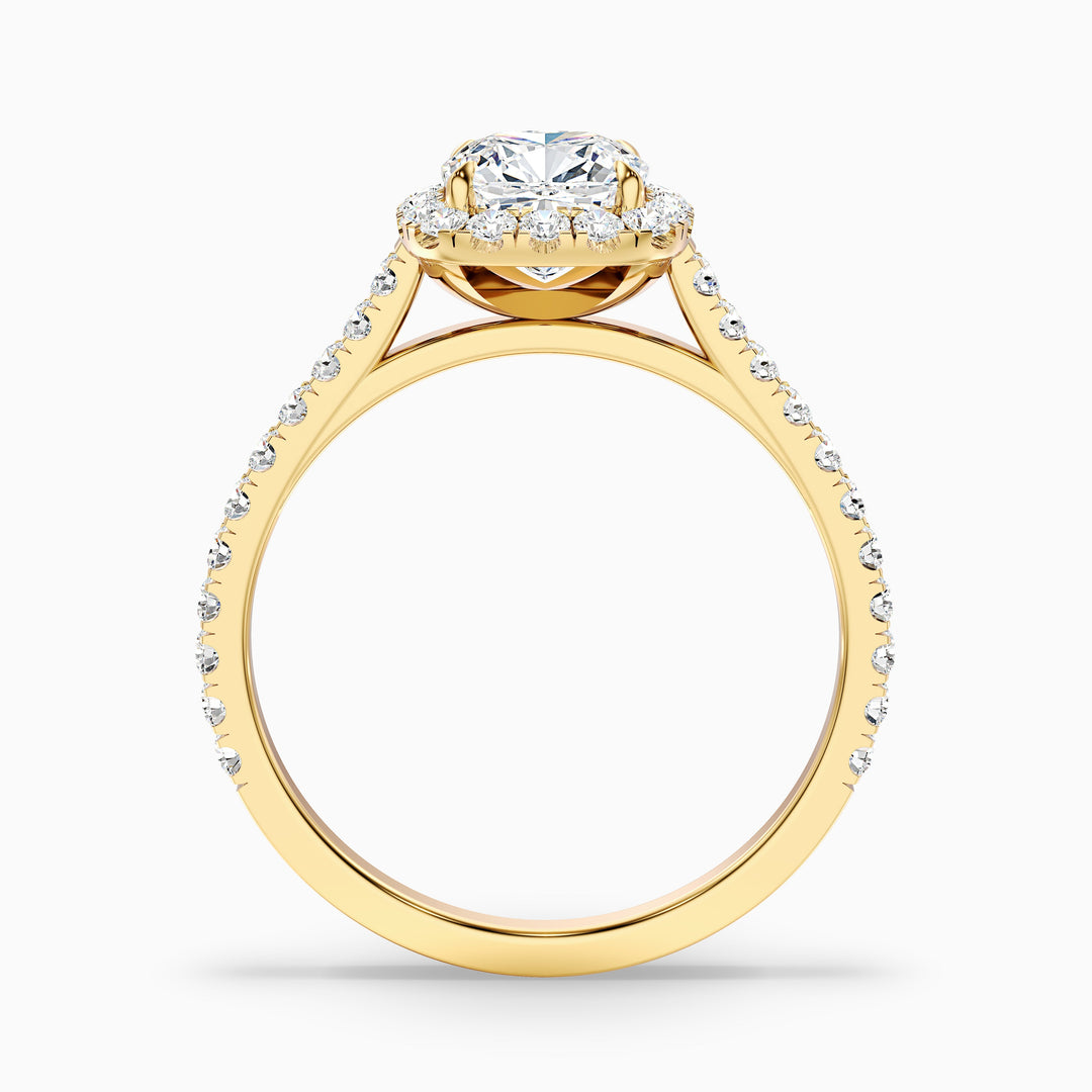Isa 1 Carat Cushion Cut Halo Pave Lab Grown Engagement Ring in Platinum - Side View
