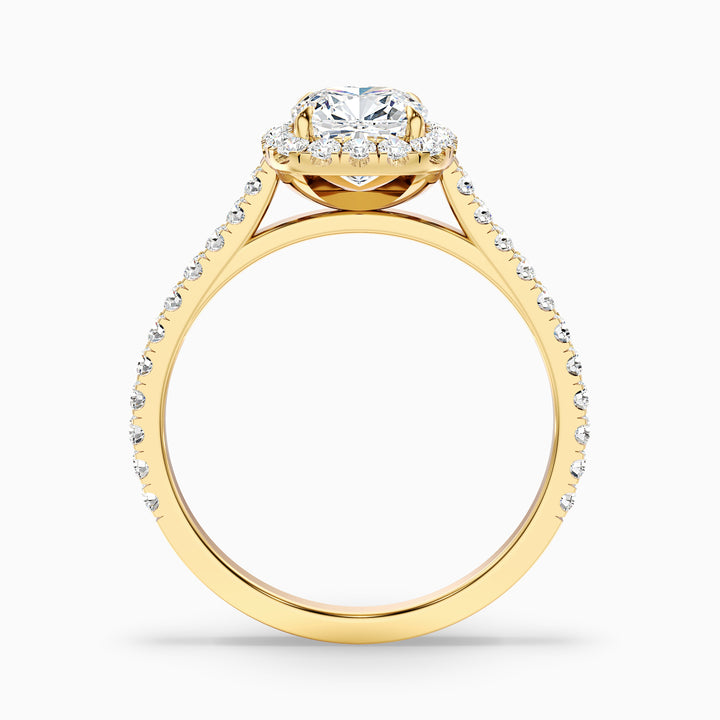Isa 4.5 Carat Cushion Cut Halo Pave Lab Grown Engagement Ring in Platinum - Side View