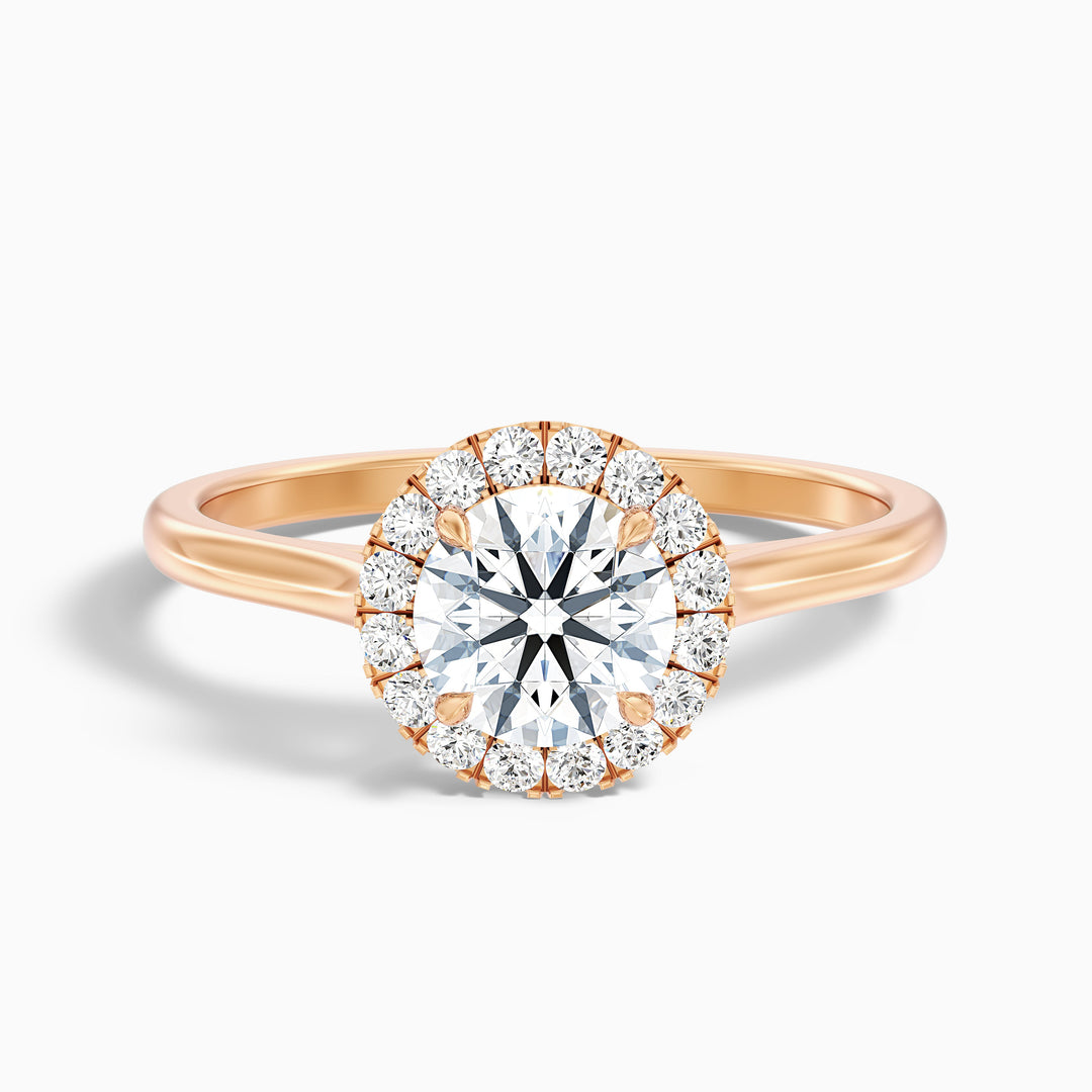 Bela 1.5 Carat Round Halo Lab Grown Engagement Ring in 18k Rose Gold - Front View