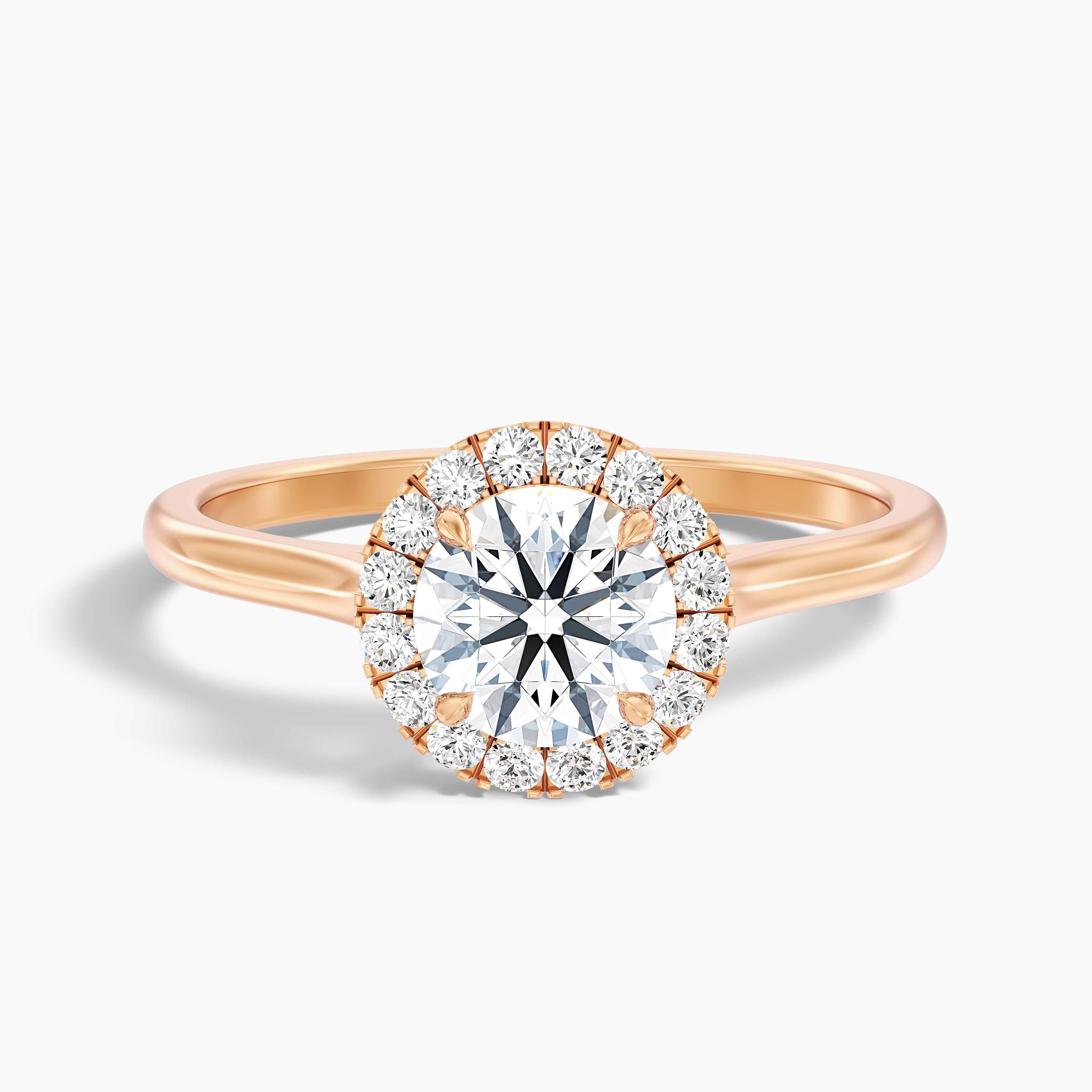 Bela 1 Carat Round Halo Lab Grown Engagement Ring in 10k Rose Gold