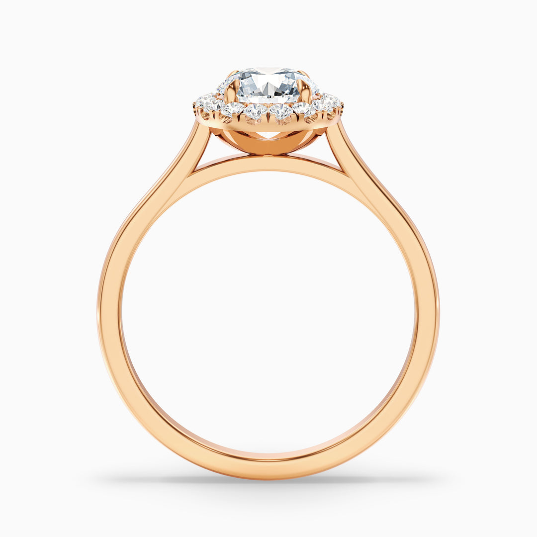 Bela 3.5 Carat Round Halo Lab Grown Engagement Ring in 18k Yellow Gold - Side View