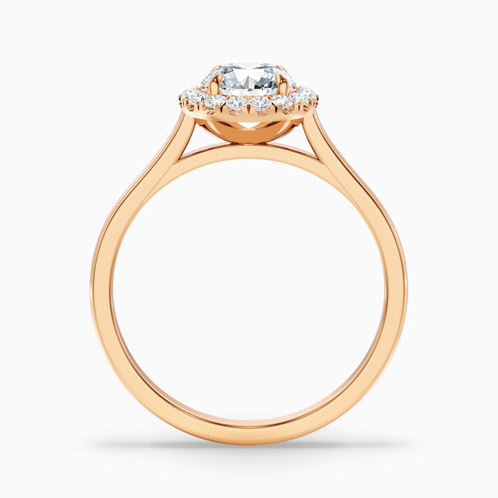 Bela 3.5 Carat Round Halo Lab Grown Engagement Ring in 18k Yellow Gold - Side View