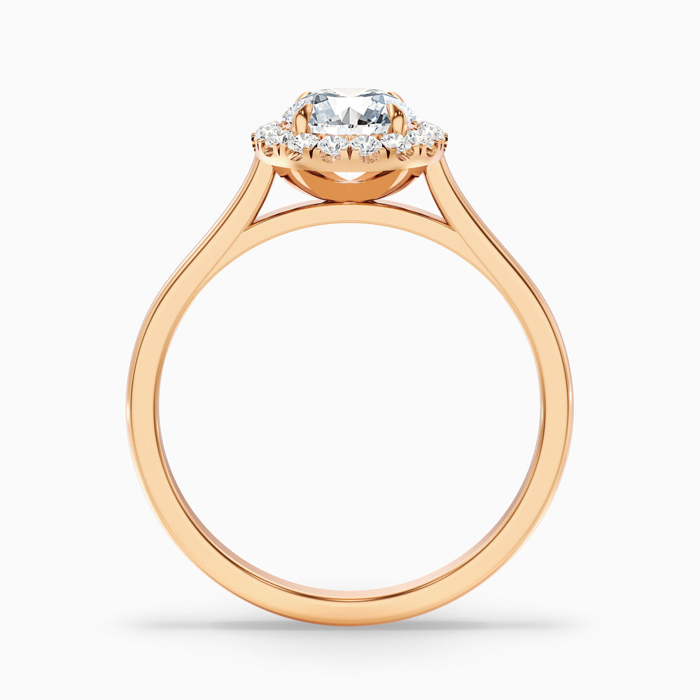 Bela 1 Carat Round Halo Lab Grown Engagement Ring in 10k Rose Gold - Side View