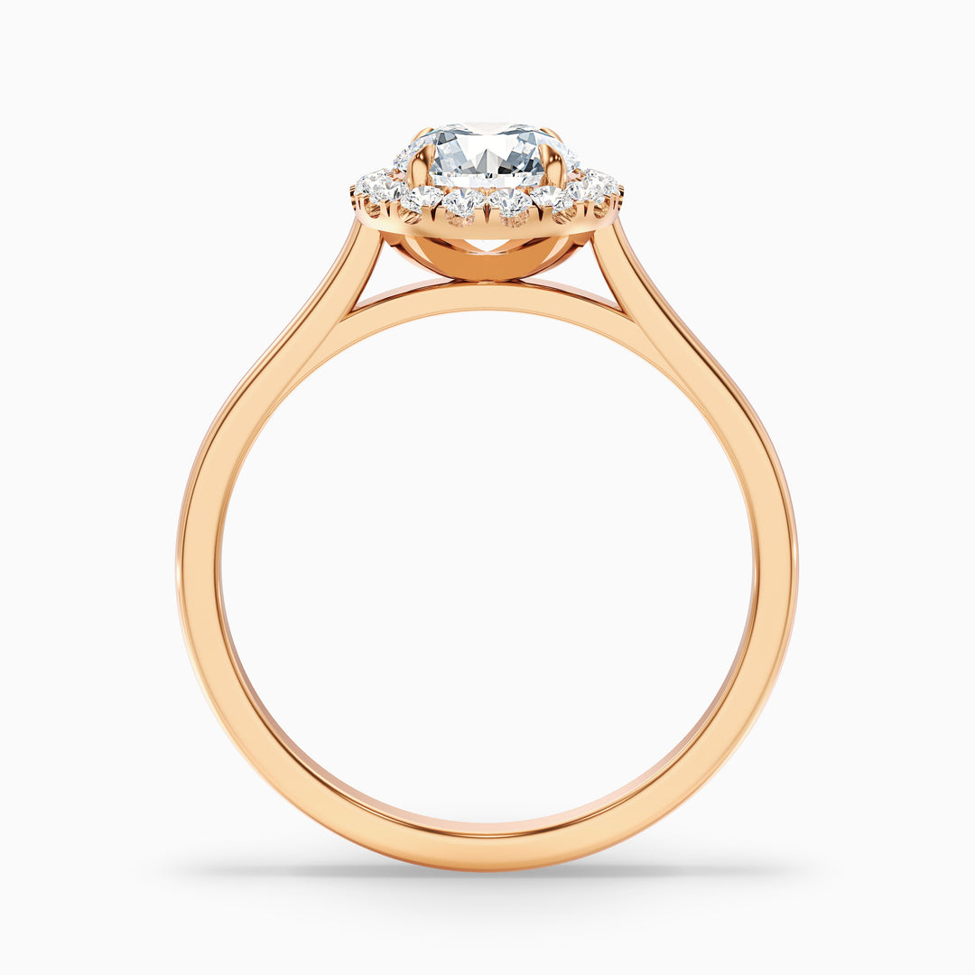 Bela 4 Carat Round Halo Lab Grown Engagement Ring in Platinum - Side View