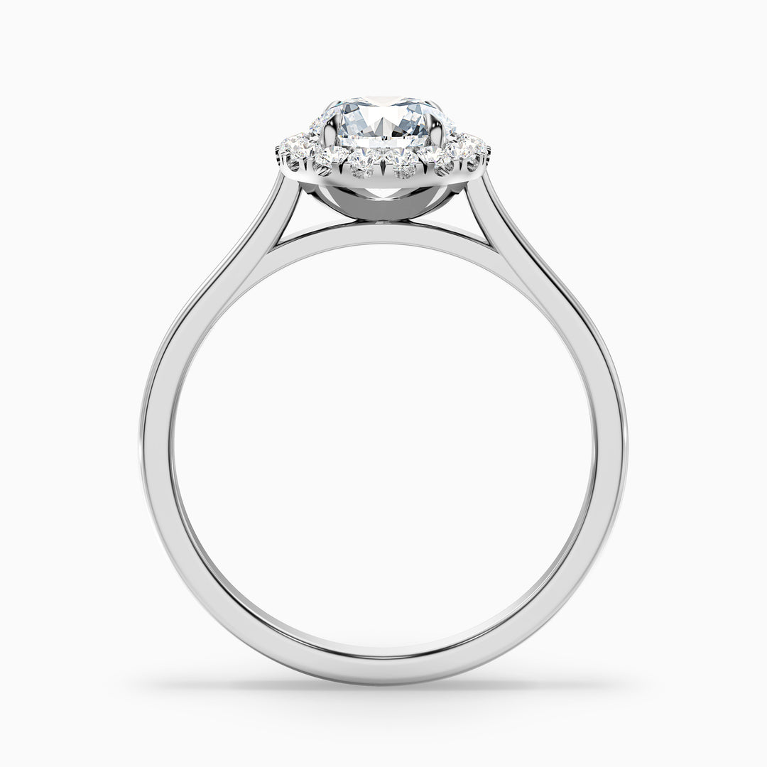 Bela 4.5 Carat Round Halo Lab Grown Engagement Ring in 10k White Gold - Side View