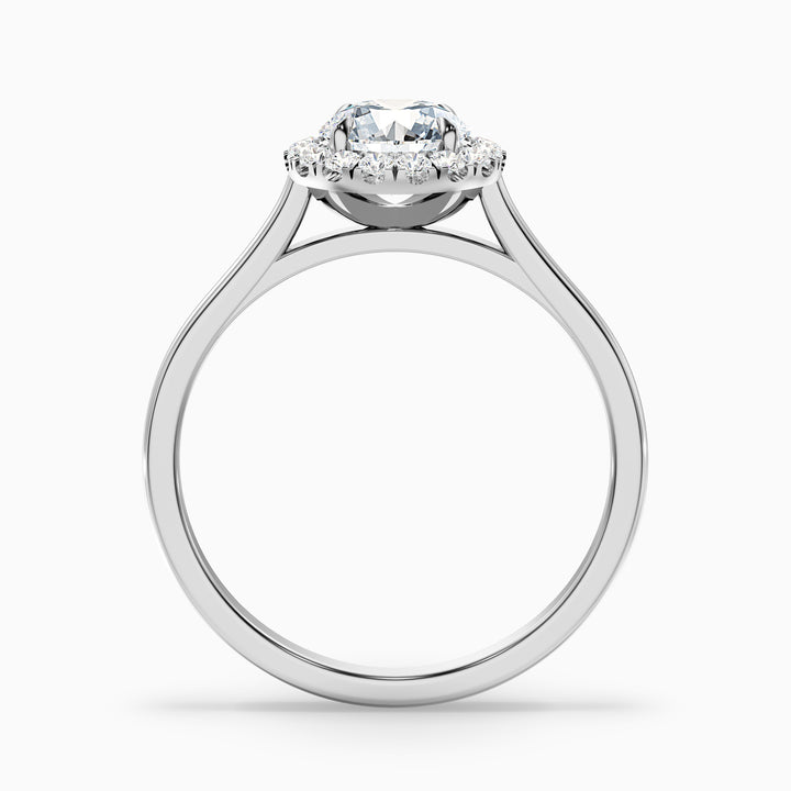 lacy 7 carat round halo pave moissanite diamond ring in 14k white gold -  Side View