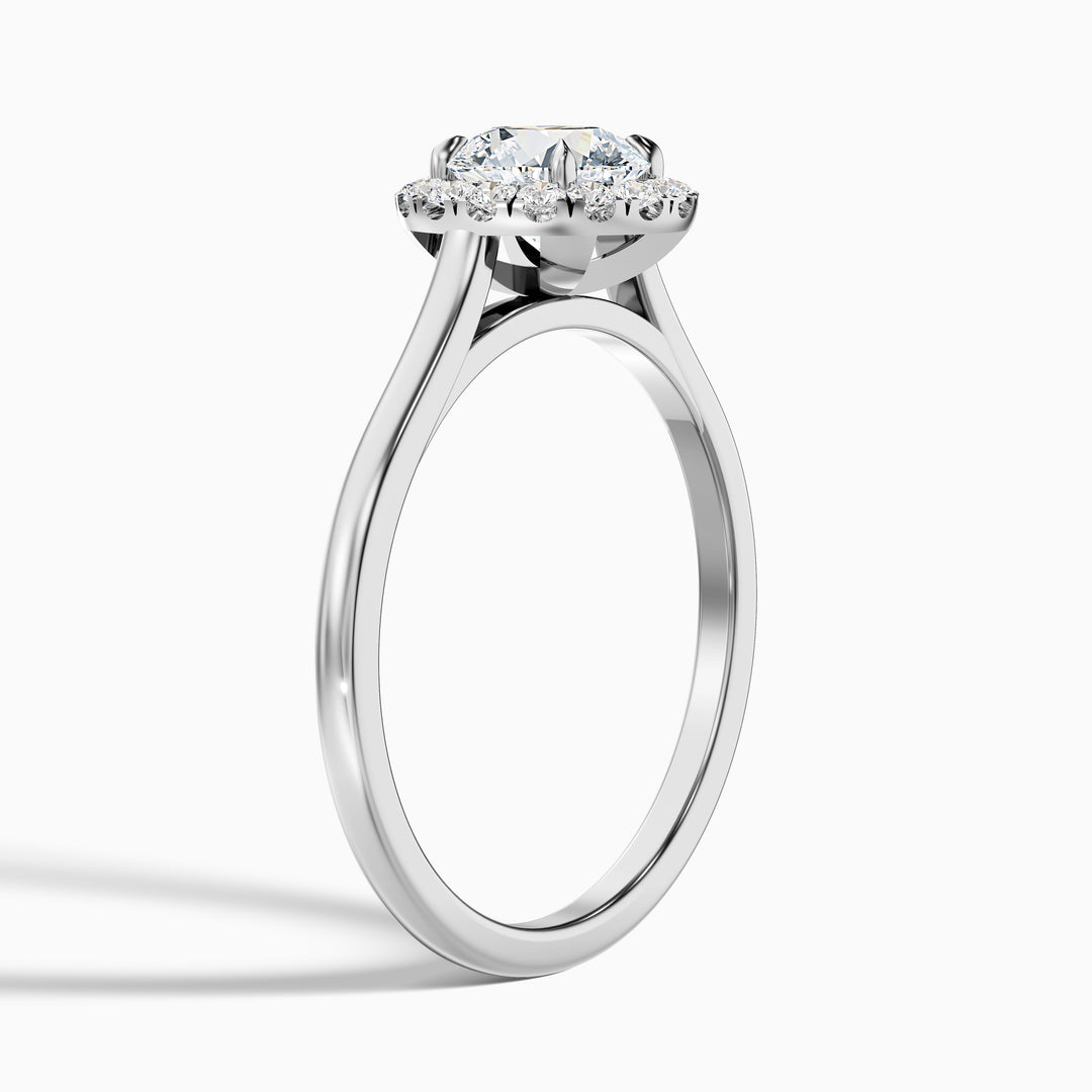 Bela 3.5 Carat Round Halo Lab Grown Engagement Ring in Platinum - Detail View