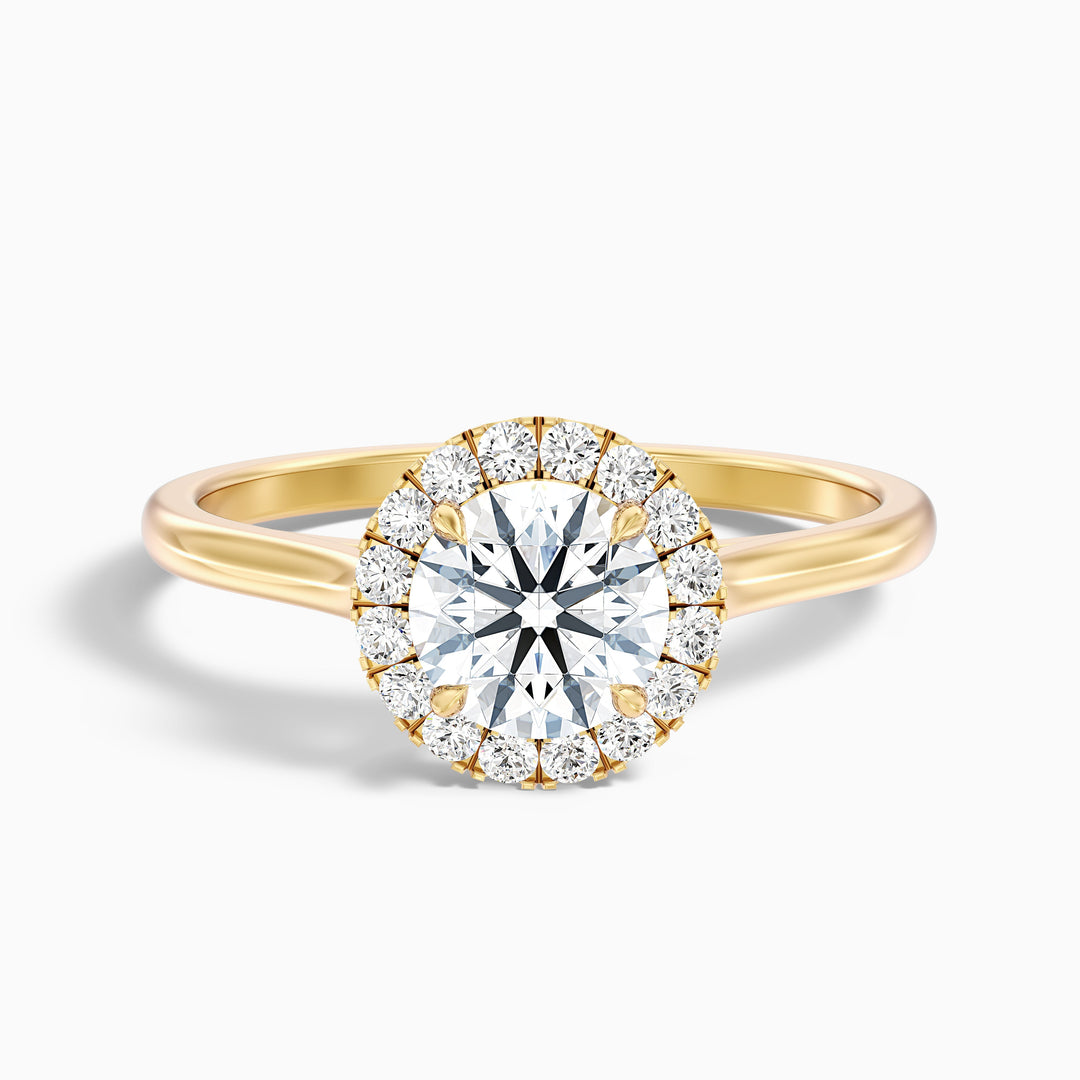 Bela 3.5 Carat Round Halo Lab Grown Engagement Ring in Platinum - Front View