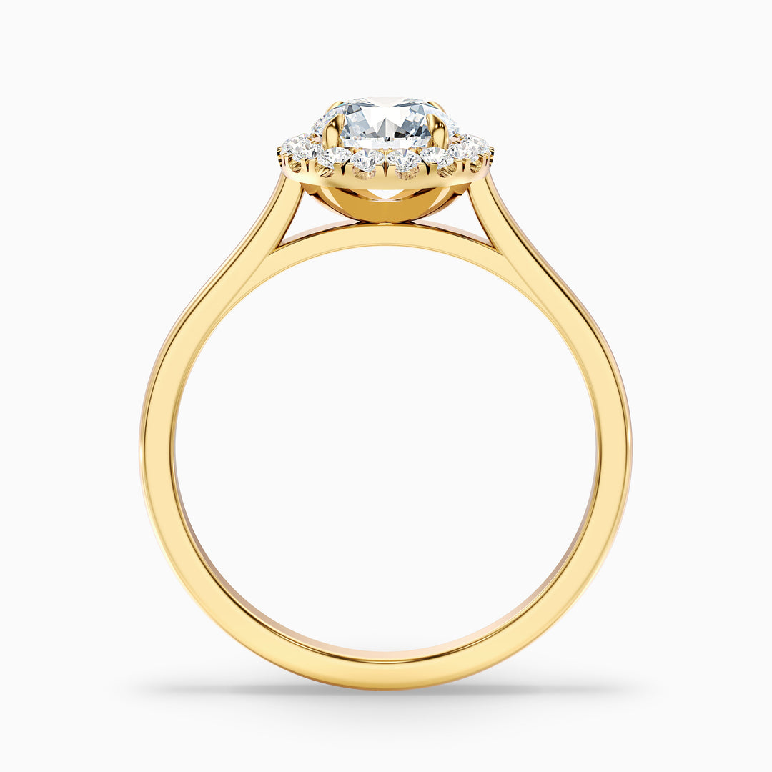 Bela 1 Carat Round Halo Lab Grown Engagement Ring in 18k Yellow Gold - Side View