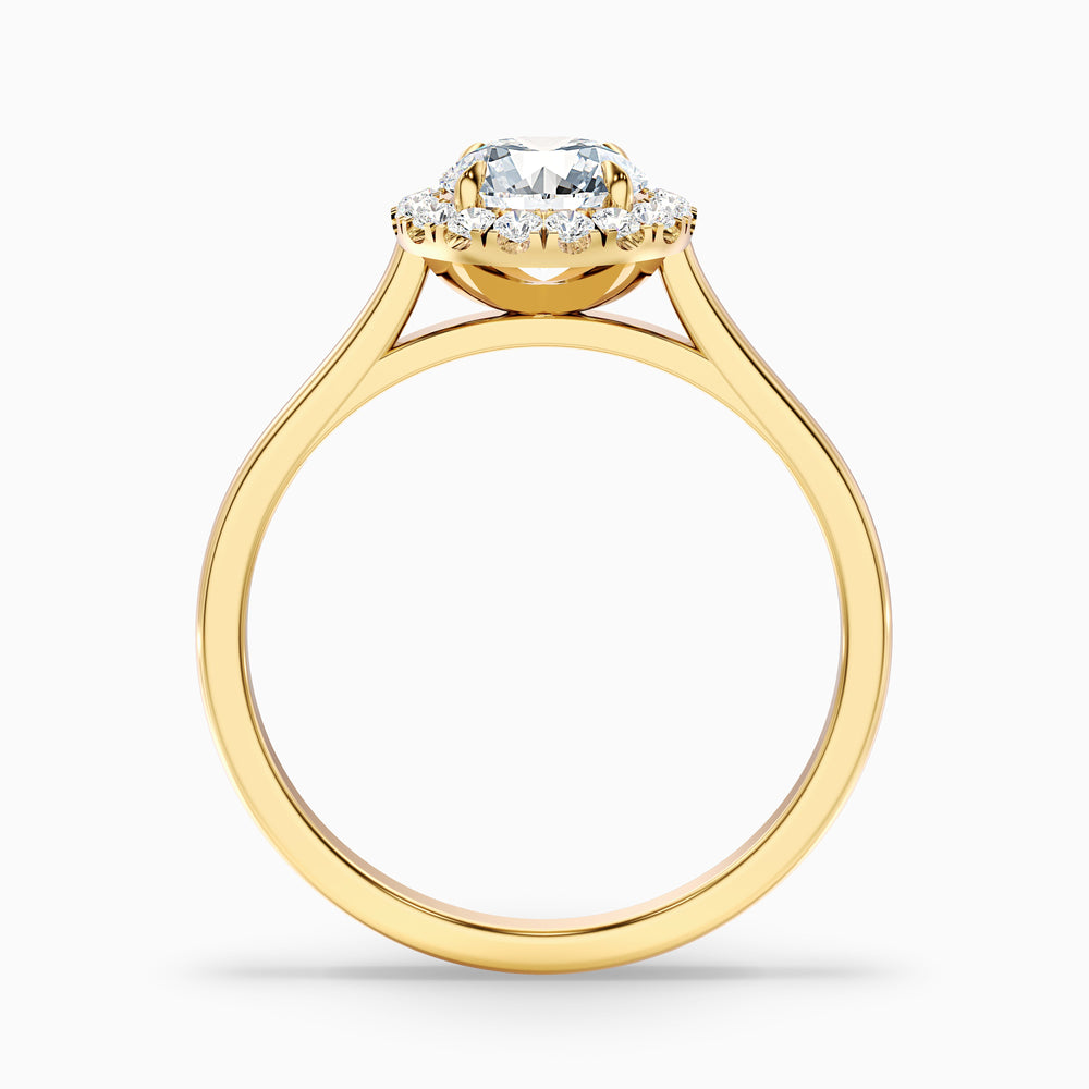 Bela 2.5 Carat Round Halo Lab Grown Engagement Ring in 10k Yellow Gold - Side View