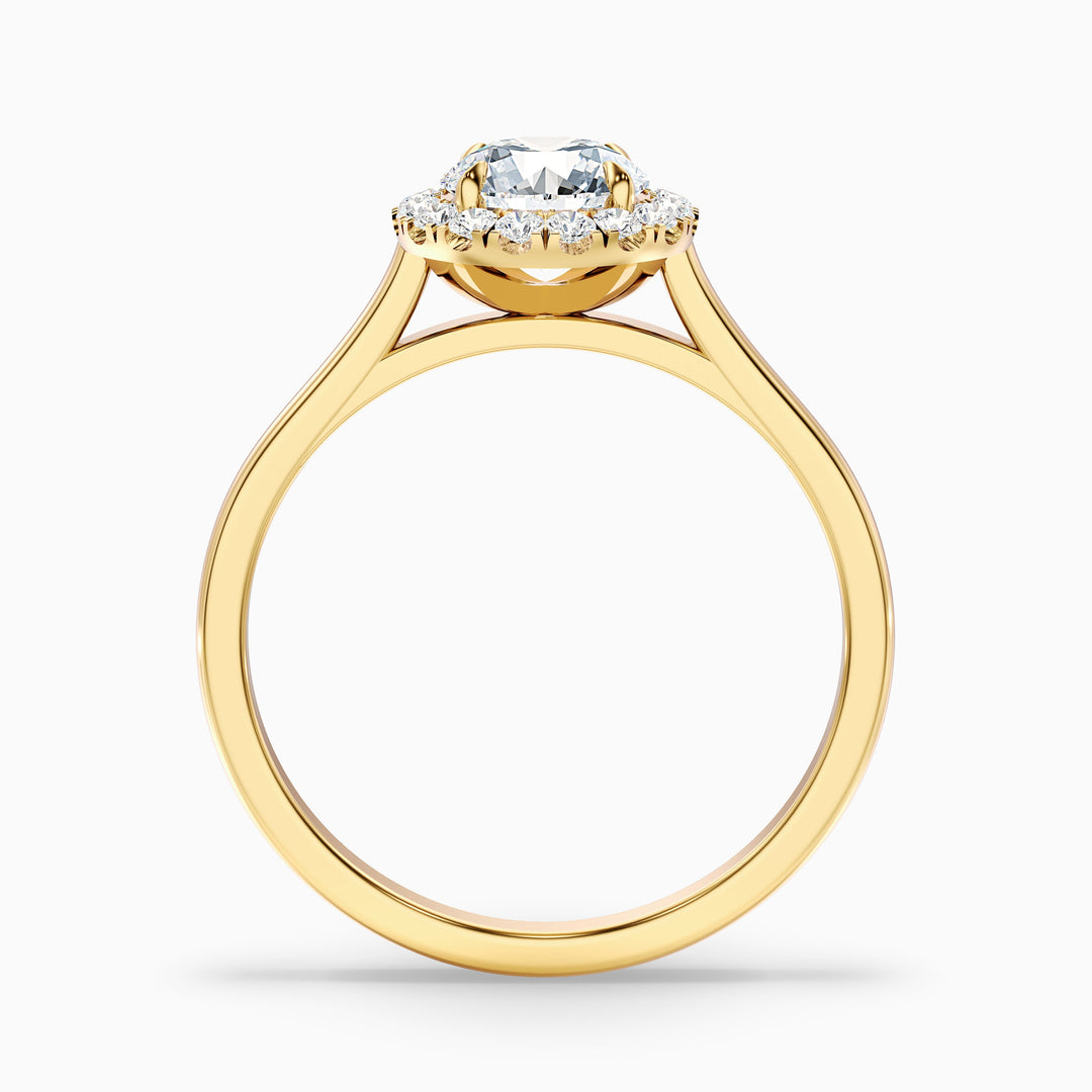 Bela 4 Carat Round Halo Lab Grown Engagement Ring in Platinum - Side View