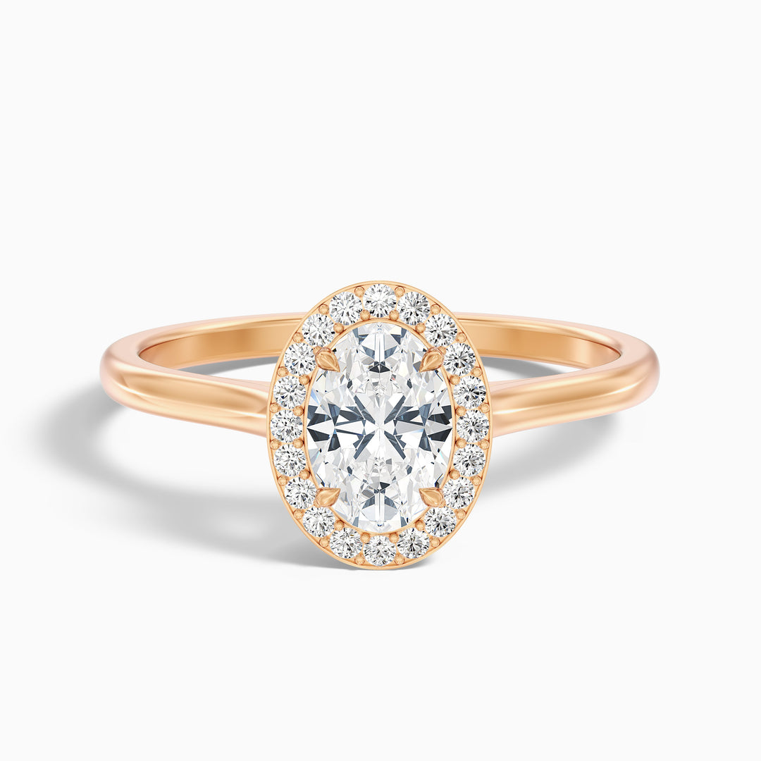 Carol 2.5 Carat Oval Cut Halo Lab Grown Engagement Ring in Platinum - Front View