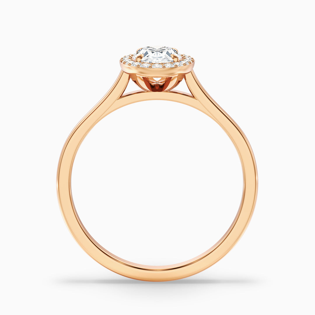 Carol 2 Carat Oval Cut Halo Lab Grown Engagement Ring in 18k Yellow Gold - Side View