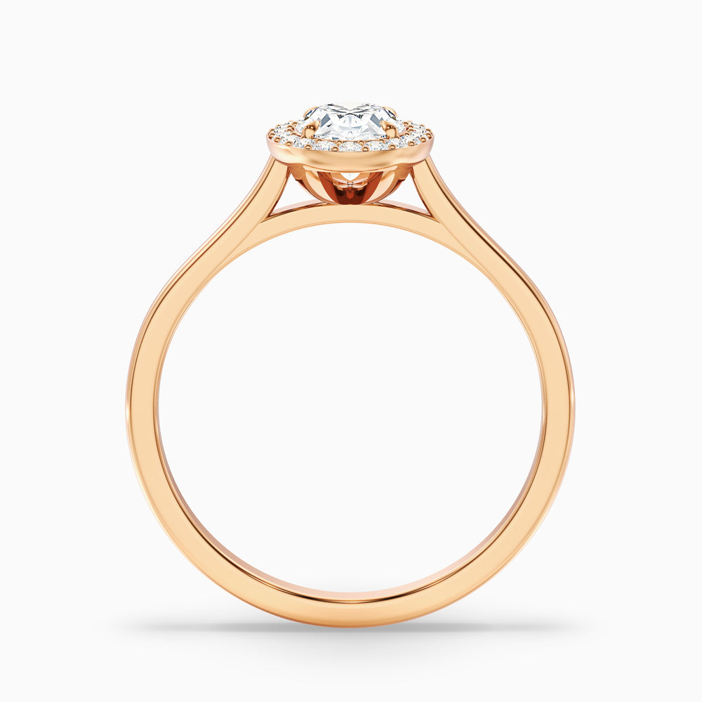 Carol 1 Carat Oval Cut Halo Lab Grown Engagement Ring in 10k Rose Gold - Side View