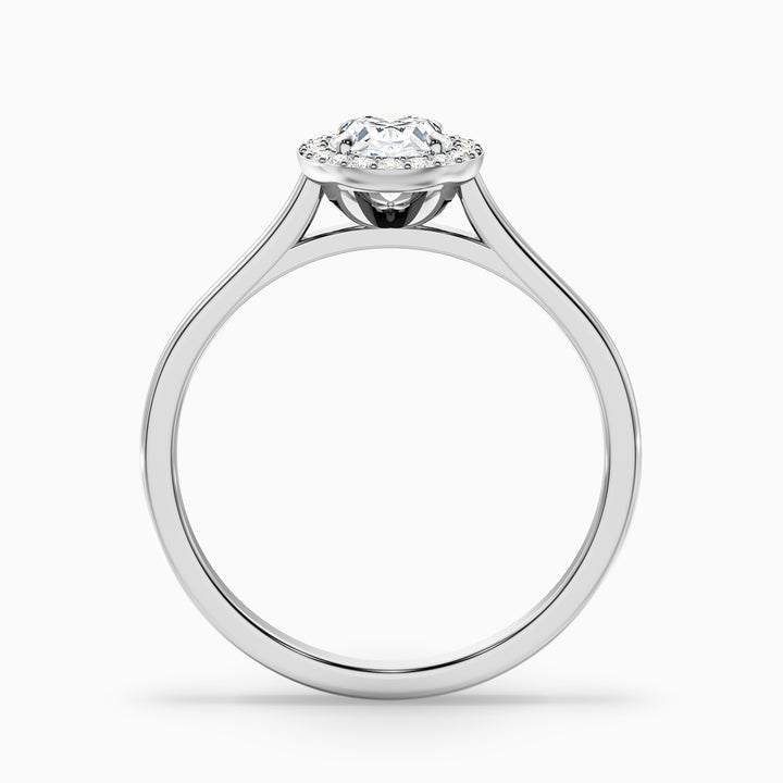 Carol 3 Carat Oval Cut Halo Lab Grown Engagement Ring in 18k White Gold - Side View