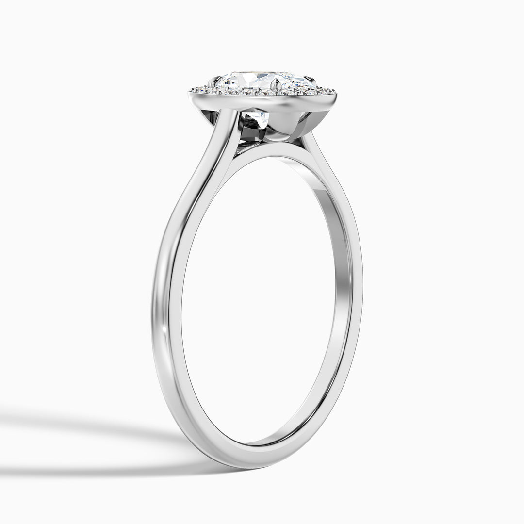 Carol 4 Carat Oval Cut Halo Lab Grown Engagement Ring in 14k White Gold - Detail View