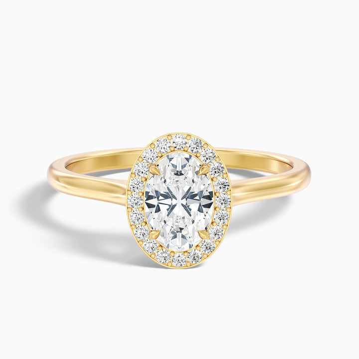 Carol 4 Carat Oval Cut Halo Lab Grown Engagement Ring in Platinum - Front View