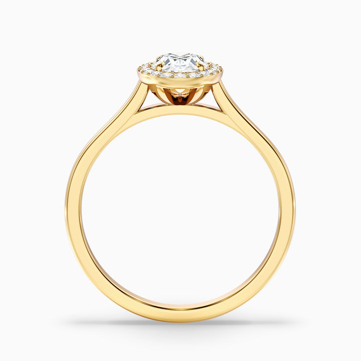 Carol 2 Carat Oval Cut Halo Lab Grown Engagement Ring in 18k Yellow Gold - Side View
