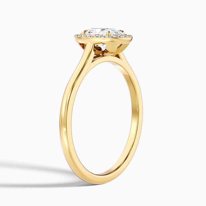 Carol 2 Carat Oval Cut Halo Lab Grown Engagement Ring in 18k Yellow Gold - Detail View