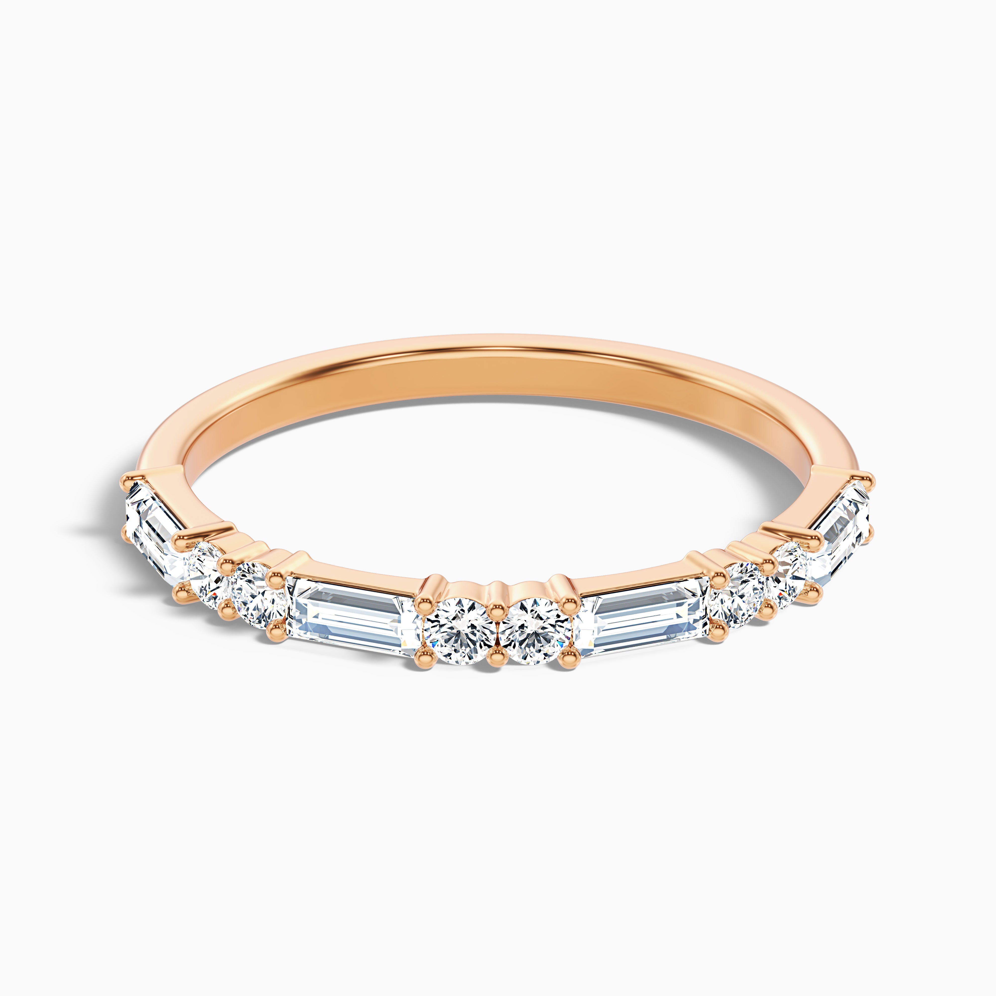 Isleen Baguette and Round Cut Half Eternity Lab Grown Diamond Wedding Band