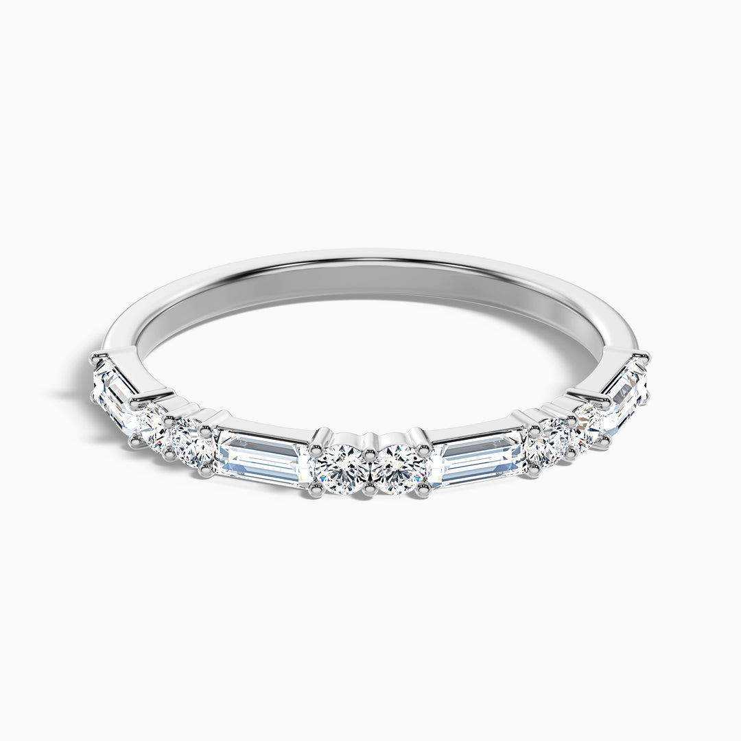 Isleen Baguette and Round Cut Half Eternity Lab Grown Diamond Wedding Band