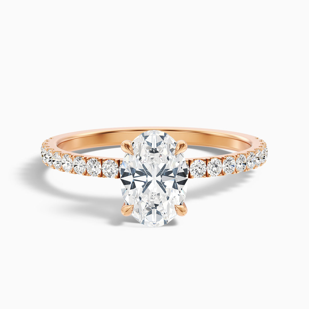 Chase 2.5 Carat Oval Hidden Halo Lab Grown Engagement Ring in 10k Rose Gold - Front View