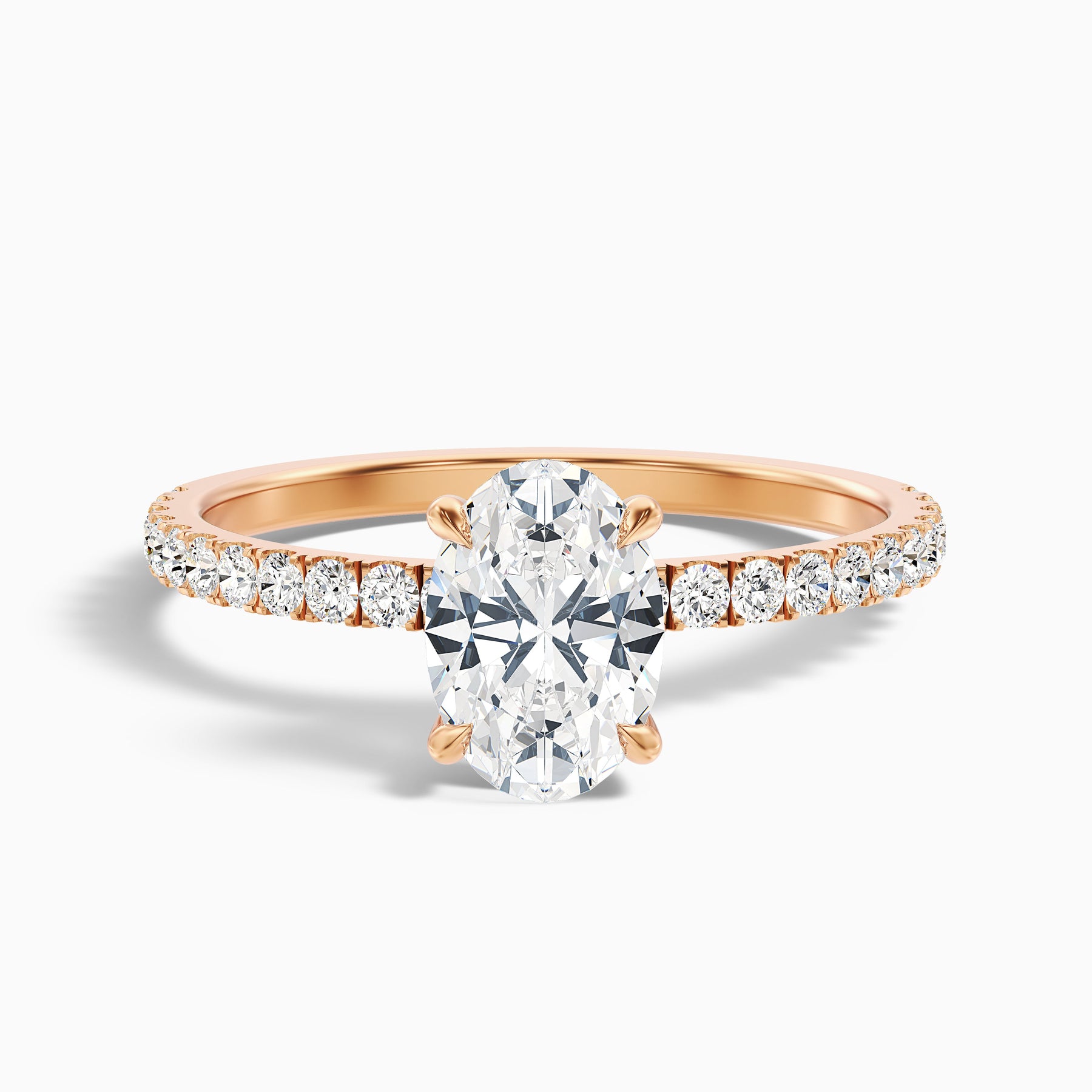 1 Carat Oval Hidden Halo Lab Grown Engagement Ring