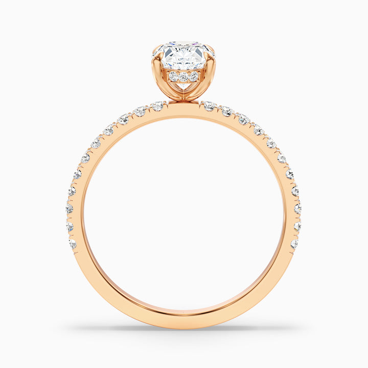 Chase 1.5 Carat Oval Hidden Halo Lab Grown Engagement Ring in 14k Rose Gold - Side View