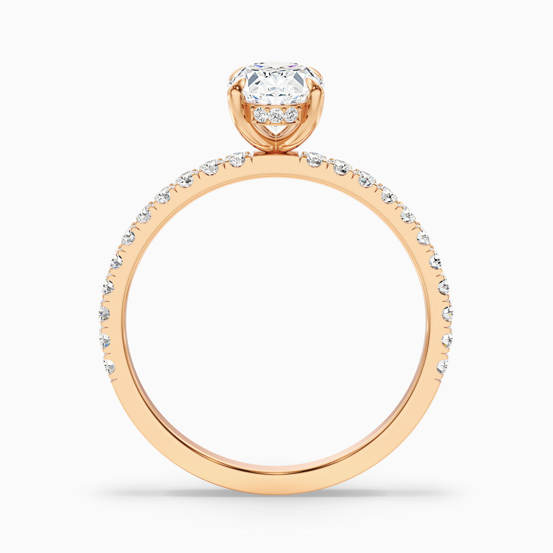 Chase 1 Carat Oval Hidden Halo Lab Grown Engagement Ring in 18k Yellow Gold - Side View