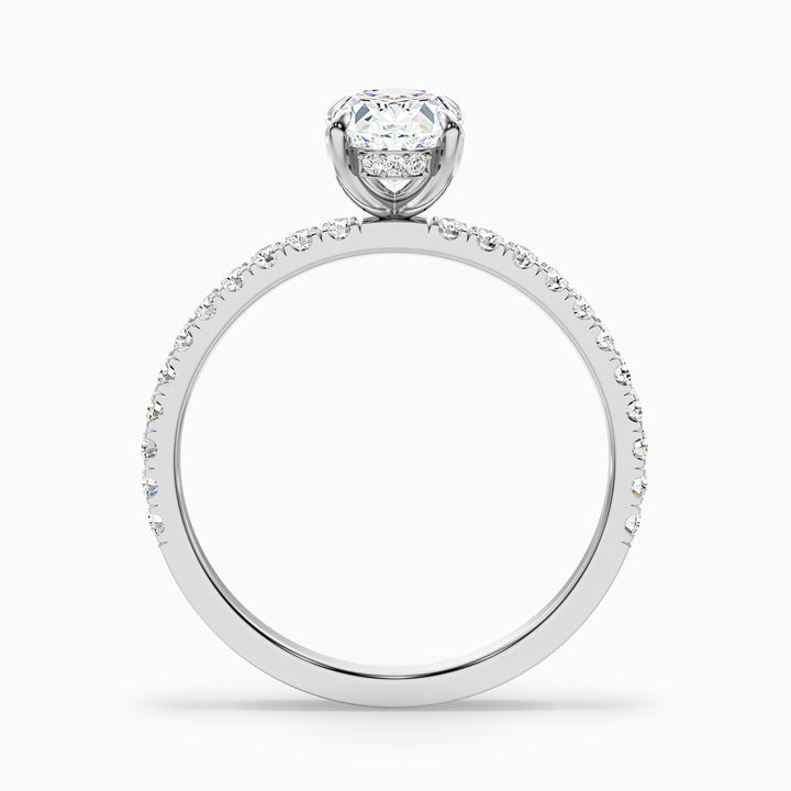 Chase 2.5 Carat Oval Hidden Halo Lab Grown Engagement Ring in Platinum - Side View