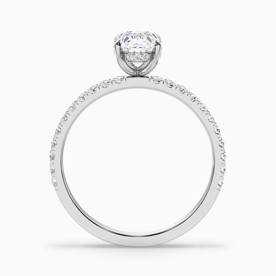 Eliza 1 Carat Oval Hidden Halo Moissanite Diamond Ring - Side View