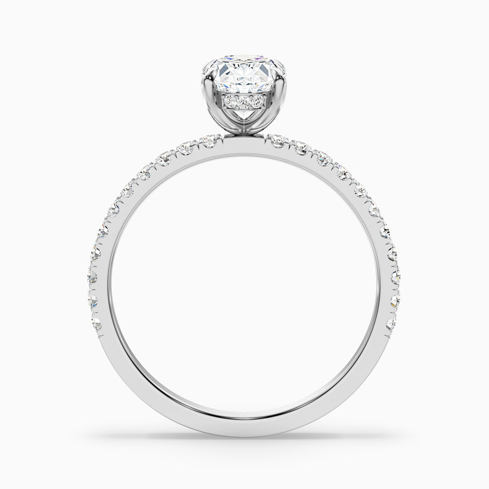 Eliza 1 Carat Oval Hidden Halo Moissanite Diamond Ring - Side View