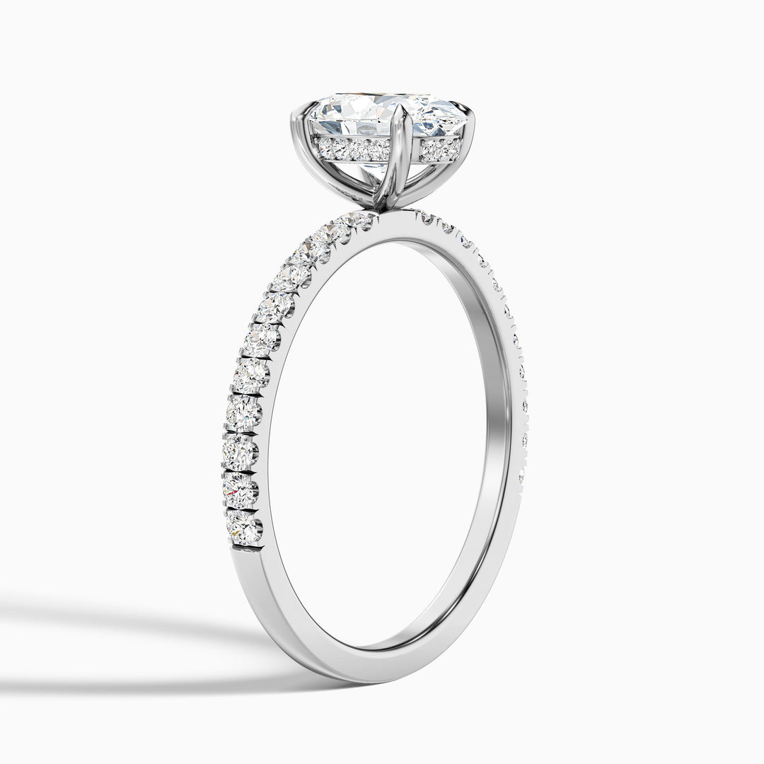 Chase 4 Carat Oval Hidden Halo Lab Grown Engagement Ring in 18k White Gold - Detail View