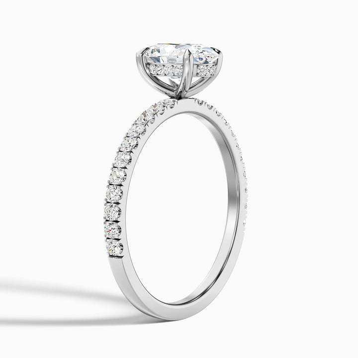 Chase 3 Carat Oval Hidden Halo Lab Grown Engagement Ring in Platinum - Detail View