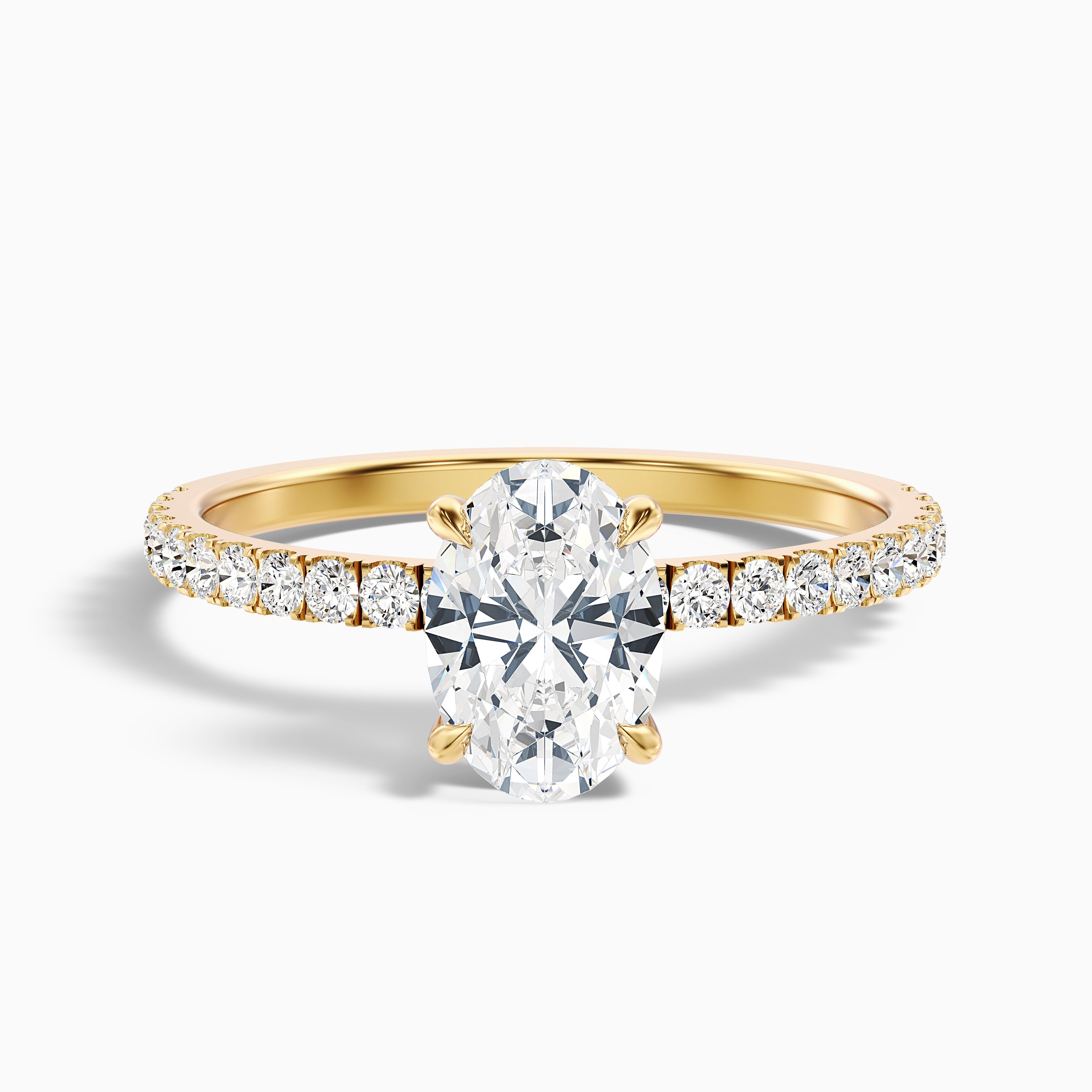 Chase 2 Carat Oval Hidden Halo Lab Grown Engagement Ring in 10k Yellow Gold