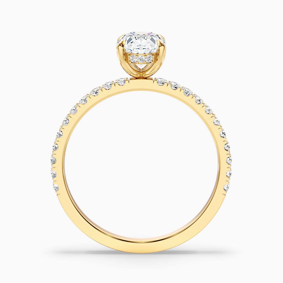 Chase 1 Carat Oval Hidden Halo Lab Grown Engagement Ring in 18k Yellow Gold - Side View