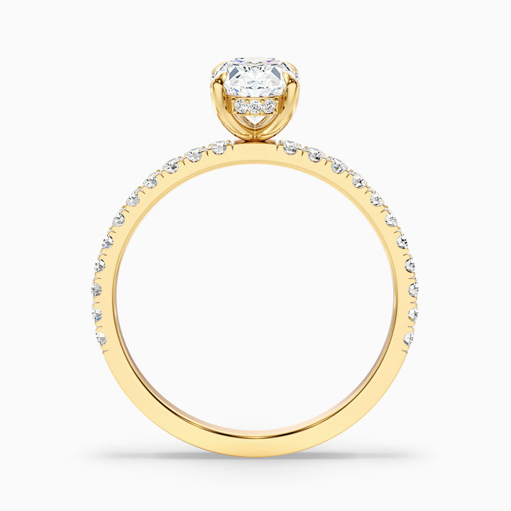 Chase 1 Carat Oval Hidden Halo Lab Grown Engagement Ring in 18k Yellow Gold - Side View