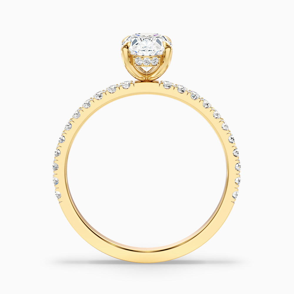 Chase 1 Carat Oval Hidden Halo Lab Grown Engagement Ring in 14k Yellow Gold - Side View