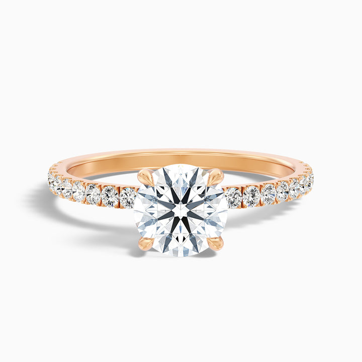 Claire 4 Carat Round Hidden Halo Pave Lab Grown Engagement Ring in Platinum - Front View