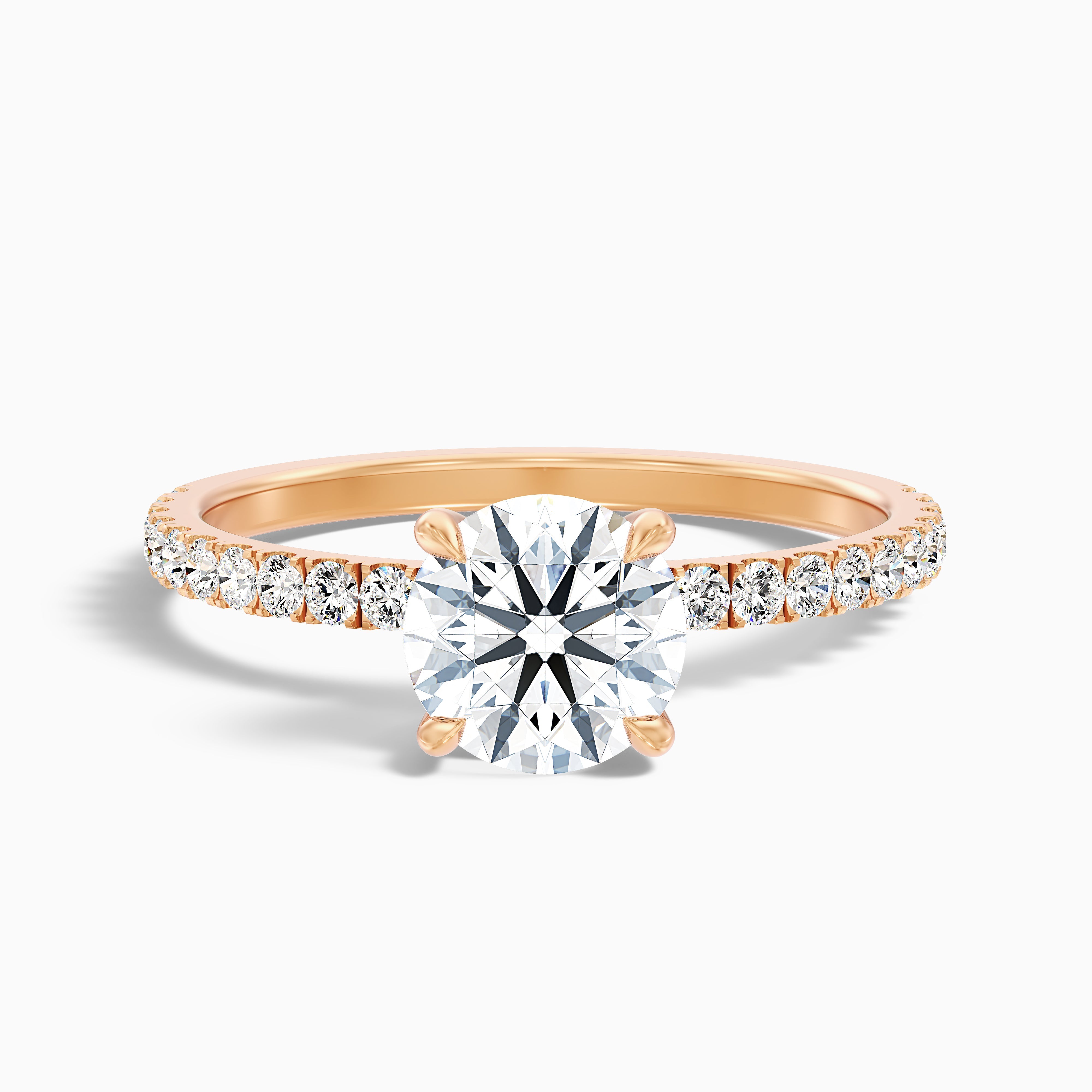 Claire 1 Carat Round Hidden Halo Pave Lab Grown Engagement Ring in 10k Rose Gold