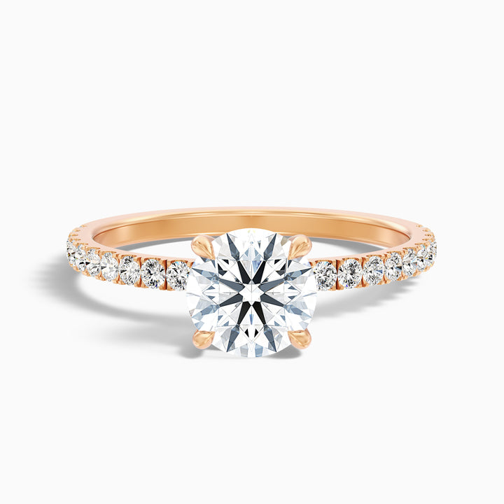 Claire 2 Carat Round Hidden Halo Pave Lab Grown Engagement Ring in 10k White Gold - Front View