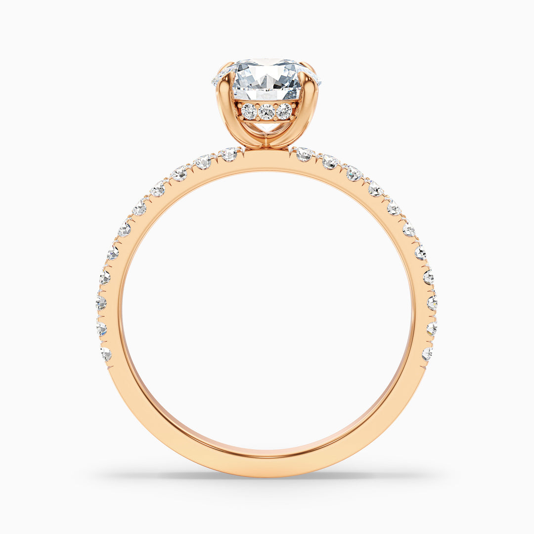 Claire 2.5 Carat Round Hidden Halo Pave Lab Grown Engagement Ring in 18k Rose Gold - Side View