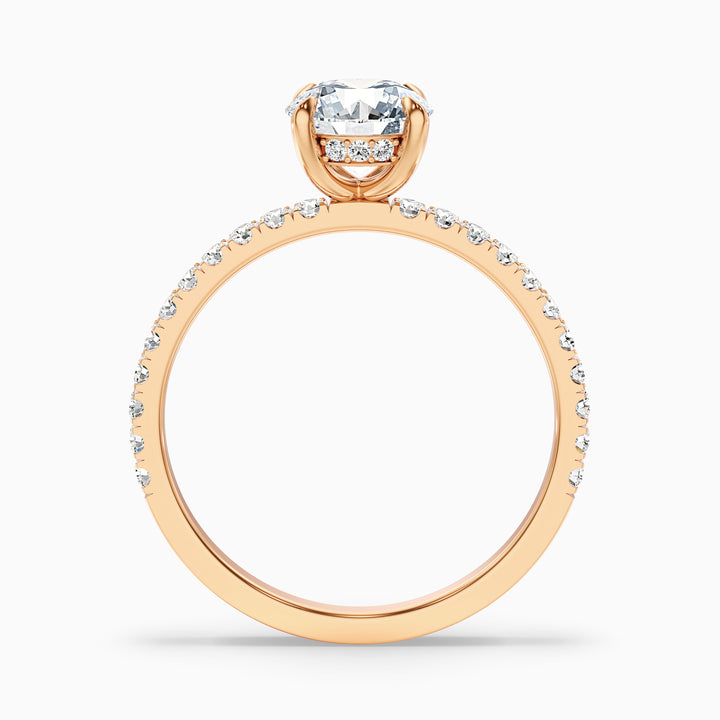 Claire 2.5 Carat Round Hidden Halo Pave Lab Grown Engagement Ring in 18k Rose Gold - Side View