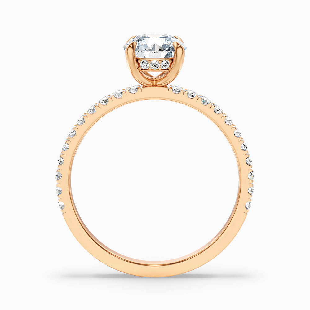 Claire 2.5 Carat Round Hidden Halo Pave Lab Grown Engagement Ring in 10k Rose Gold - Side View