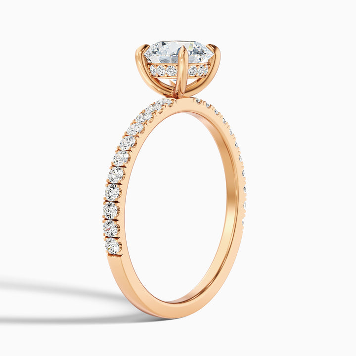 Claire 3 Carat Round Hidden Halo Pave Lab Grown Engagement Ring in 10k Yellow Gold - Detail View