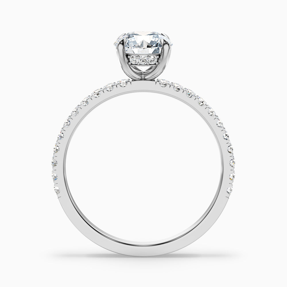 Claire 1 Carat Round Hidden Halo Pave Lab Grown Engagement Ring in 10k White Gold - Side View