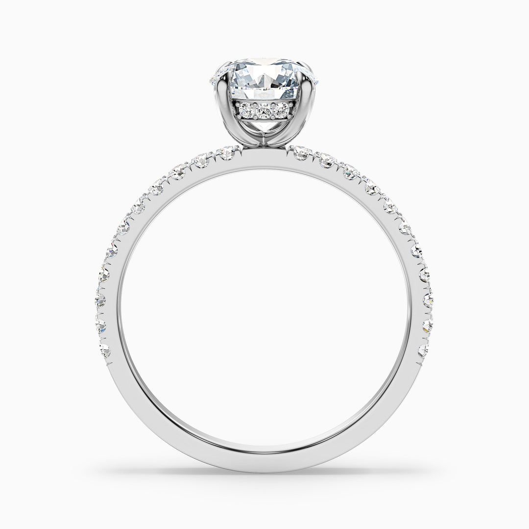 Claire 2 Carat Round Hidden Halo Pave Lab Grown Engagement Ring in 10k White Gold - Side View
