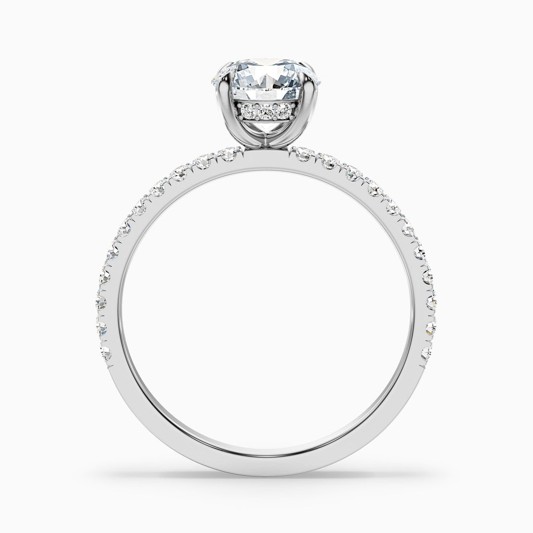 Claire 4 Carat Round Hidden Halo Pave Lab Grown Engagement Ring in Platinum - Side View