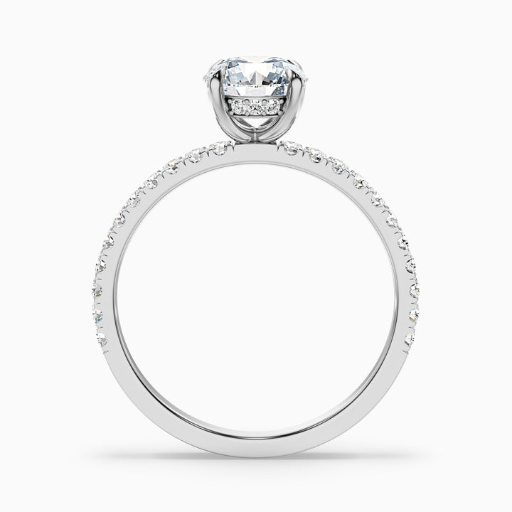 Claire 4 Carat Round Hidden Halo Pave Lab Grown Engagement Ring in Platinum - Side View