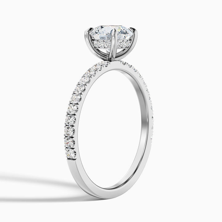 Claire 4 Carat Round Hidden Halo Pave Lab Grown Engagement Ring in Platinum - Detail View